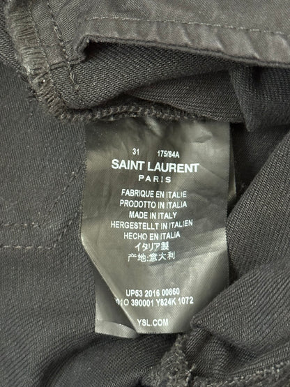 SS16 Saint Laurent by Hedi Slimane "Nightrider" Black Waxed D02 Denim Jeans