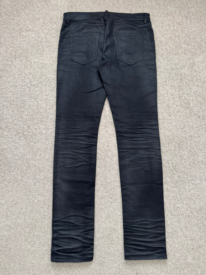 SS16 Saint Laurent by Hedi Slimane "Nightrider" Black Waxed D02 Denim Jeans