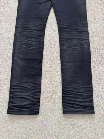 SS16 Saint Laurent by Hedi Slimane "Nightrider" Black Waxed D02 Denim Jeans