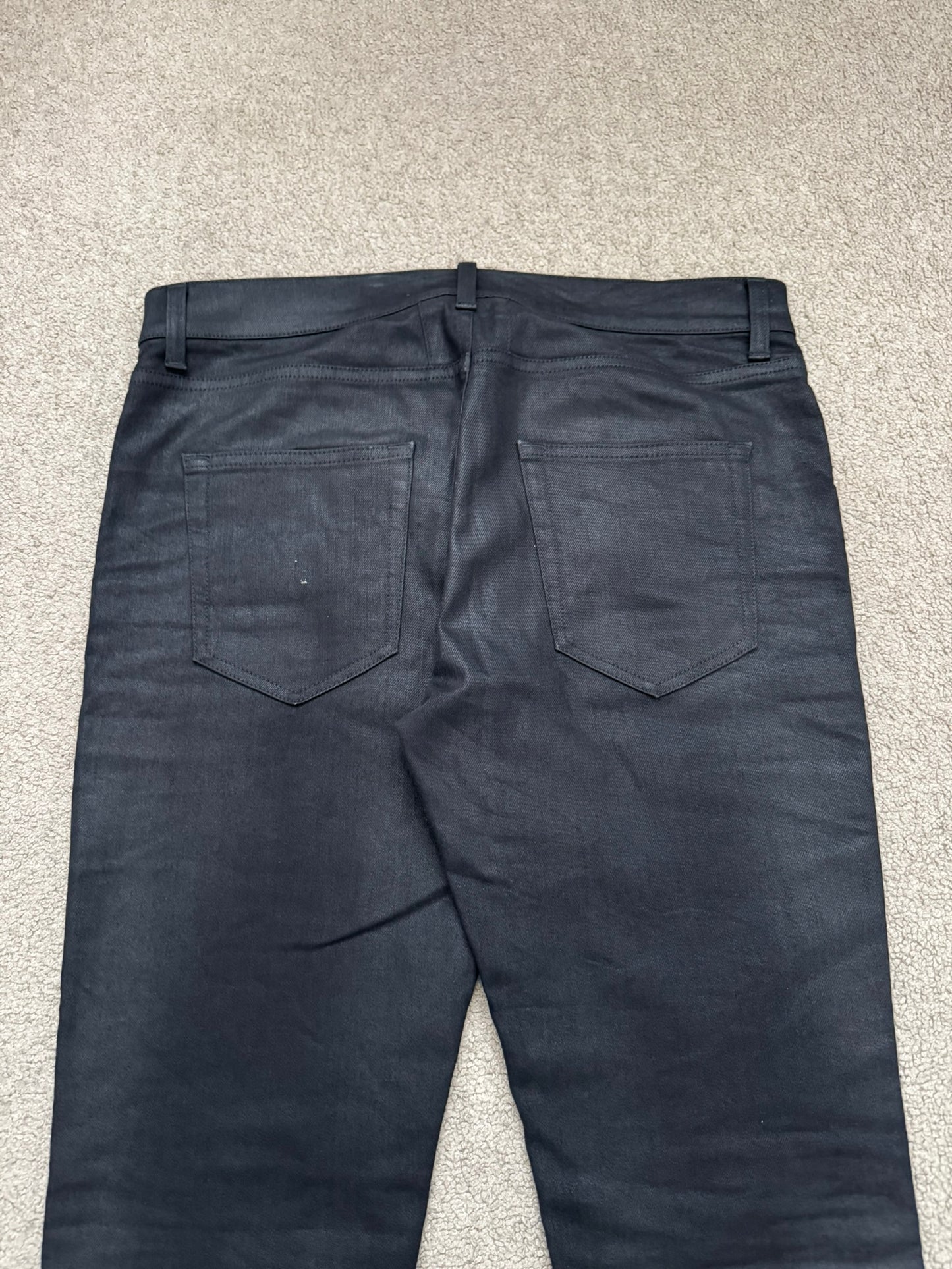 SS16 Saint Laurent by Hedi Slimane "Nightrider" Black Waxed D02 Denim Jeans