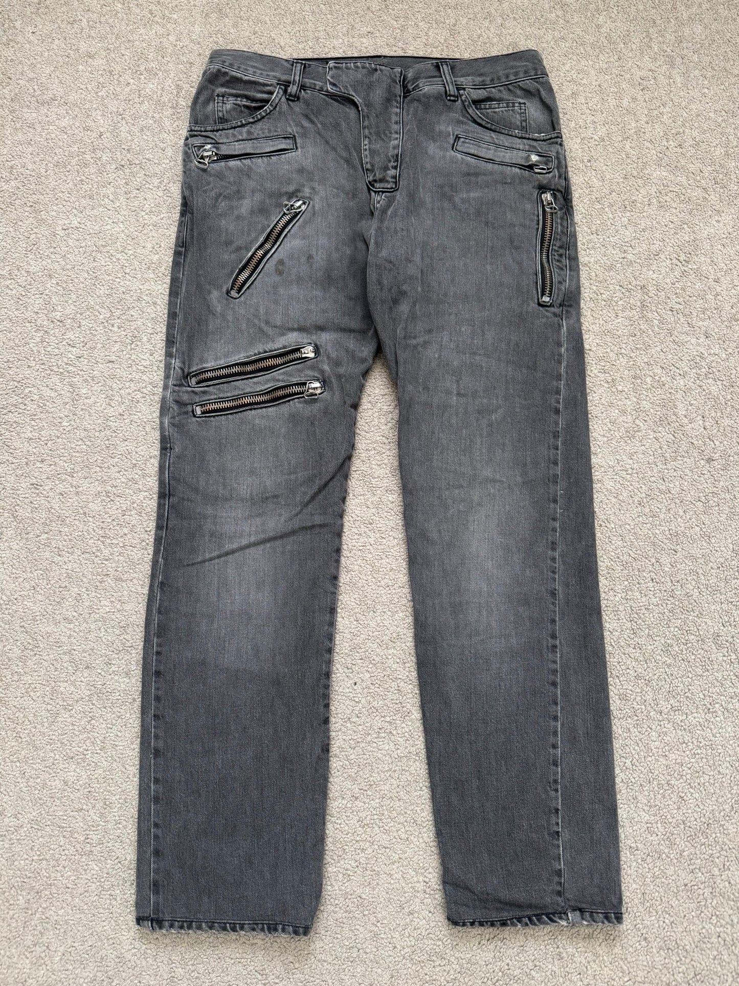 SS10 Balmain by Christophe Decarnin 5 Zip Biker Denim Jeans