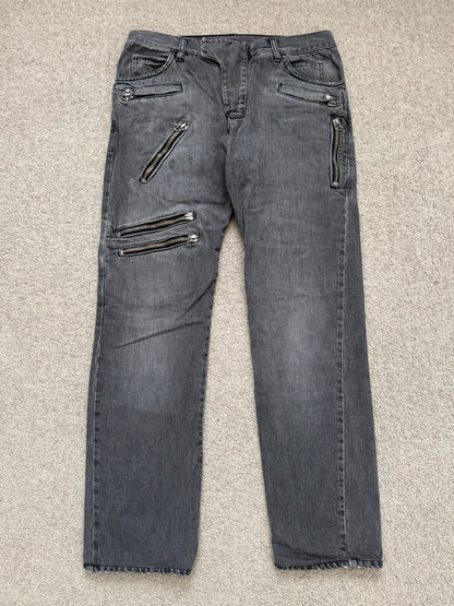 SS10 Balmain by Christophe Decarnin 5 Zip Biker Denim Jeans