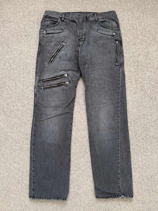 SS10 Balmain by Christophe Decarnin 5 Zip Biker Denim Jeans