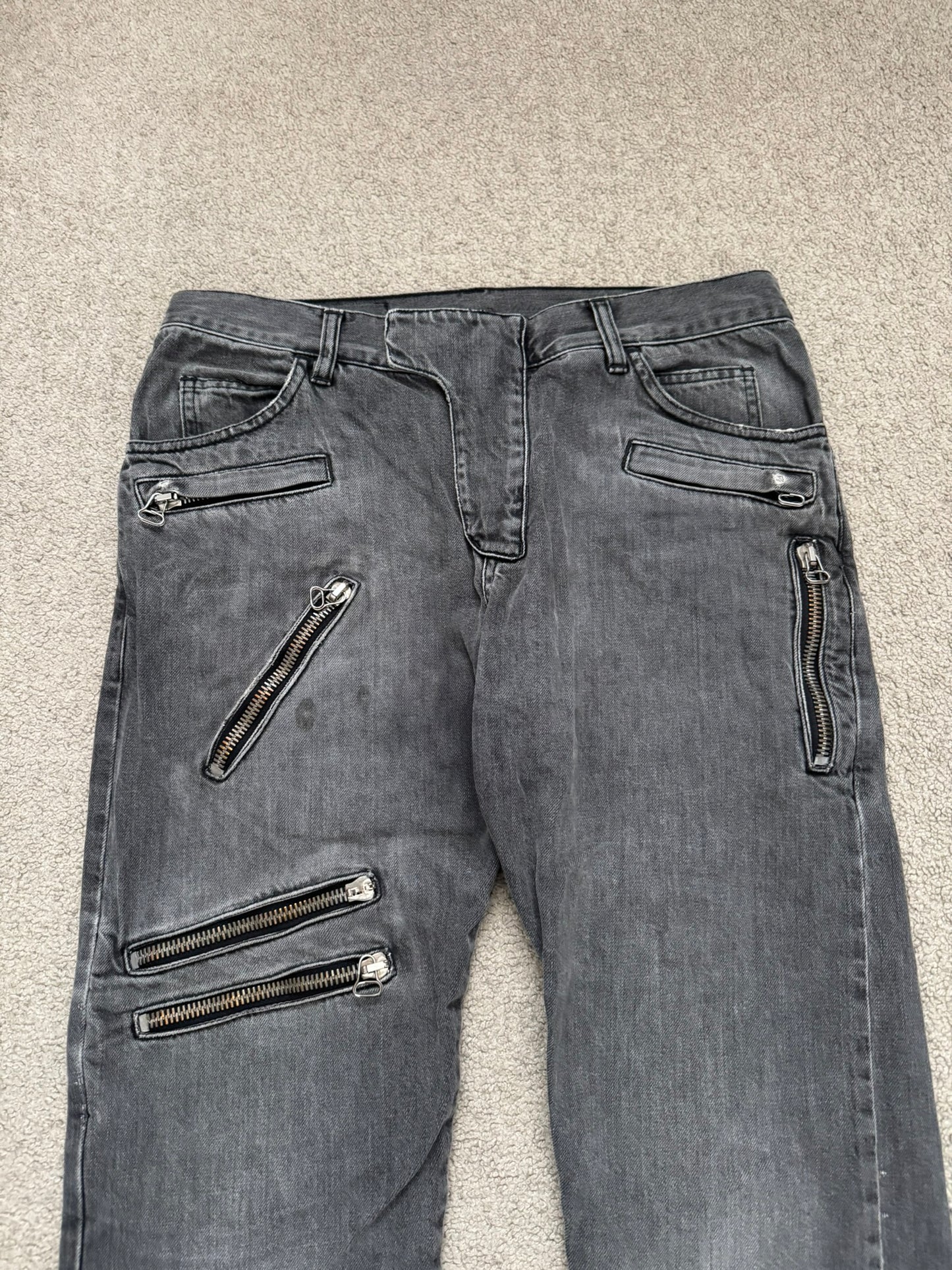 SS10 Balmain by Christophe Decarnin 5 Zip Biker Denim Jeans