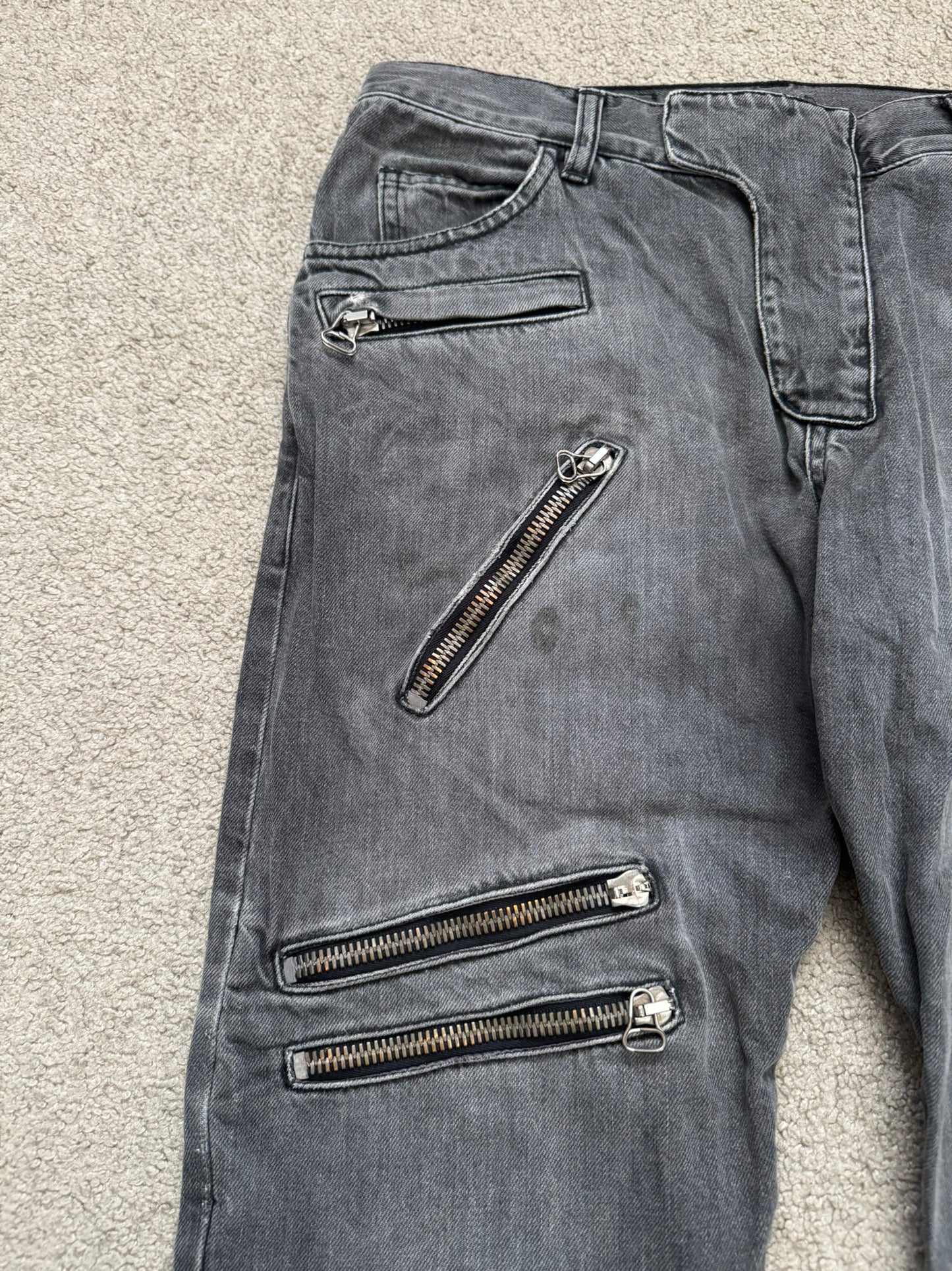 SS10 Balmain by Christophe Decarnin 5 Zip Biker Denim Jeans