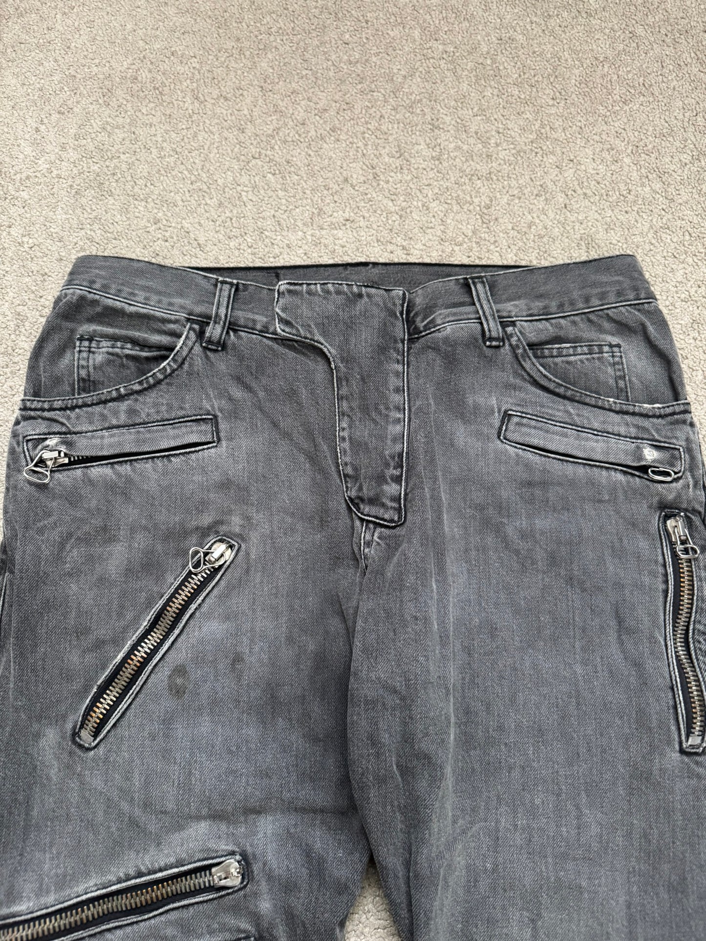 SS10 Balmain by Christophe Decarnin 5 Zip Biker Denim Jeans