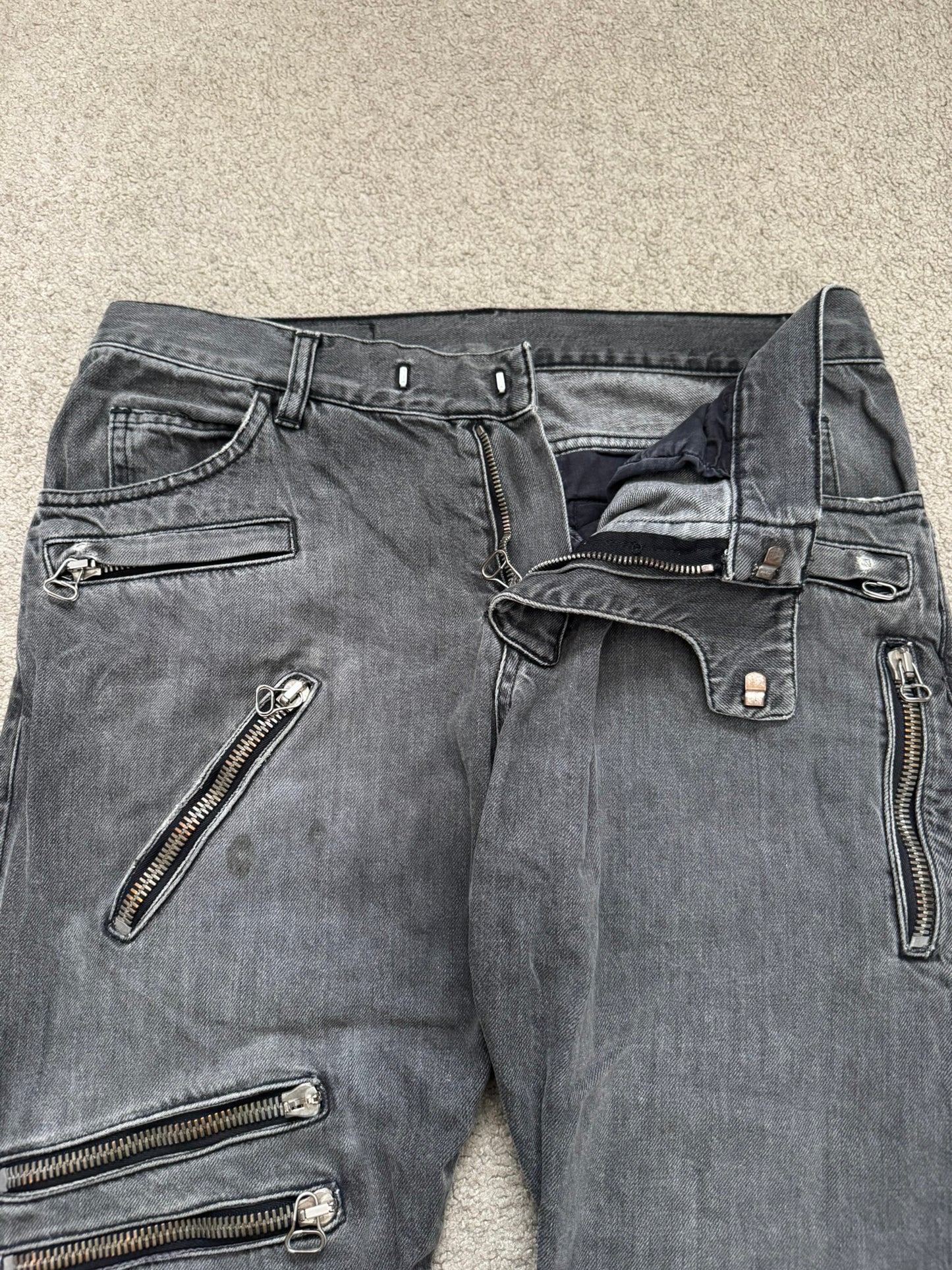 SS10 Balmain by Christophe Decarnin 5 Zip Biker Denim Jeans