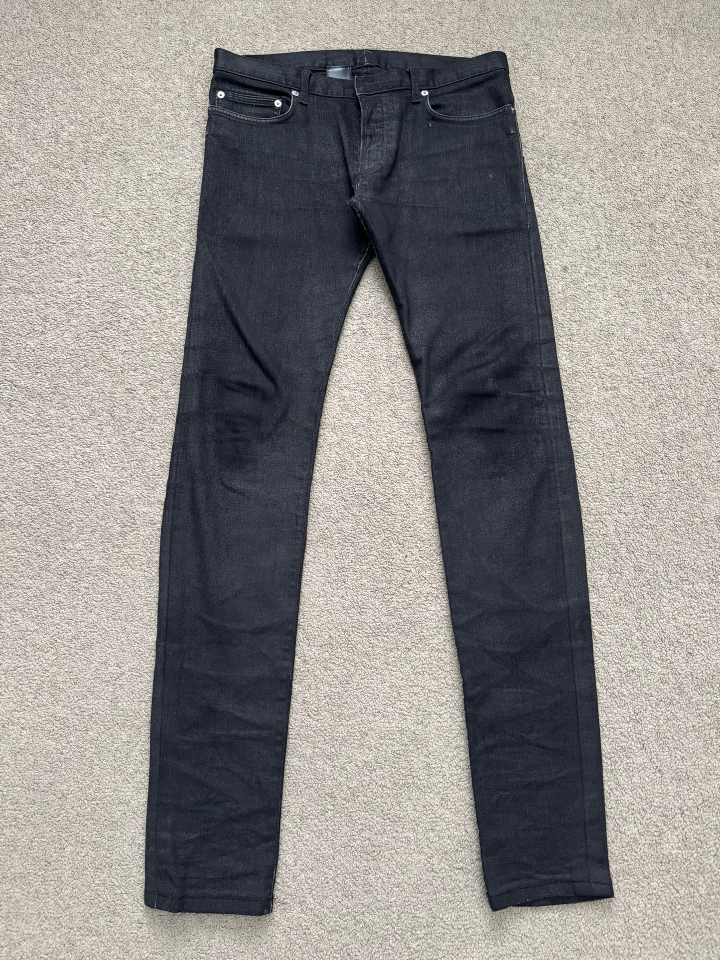 AW07 Dior Homme by Hedi Slimane MIJ Black Glitter Denim Jeans