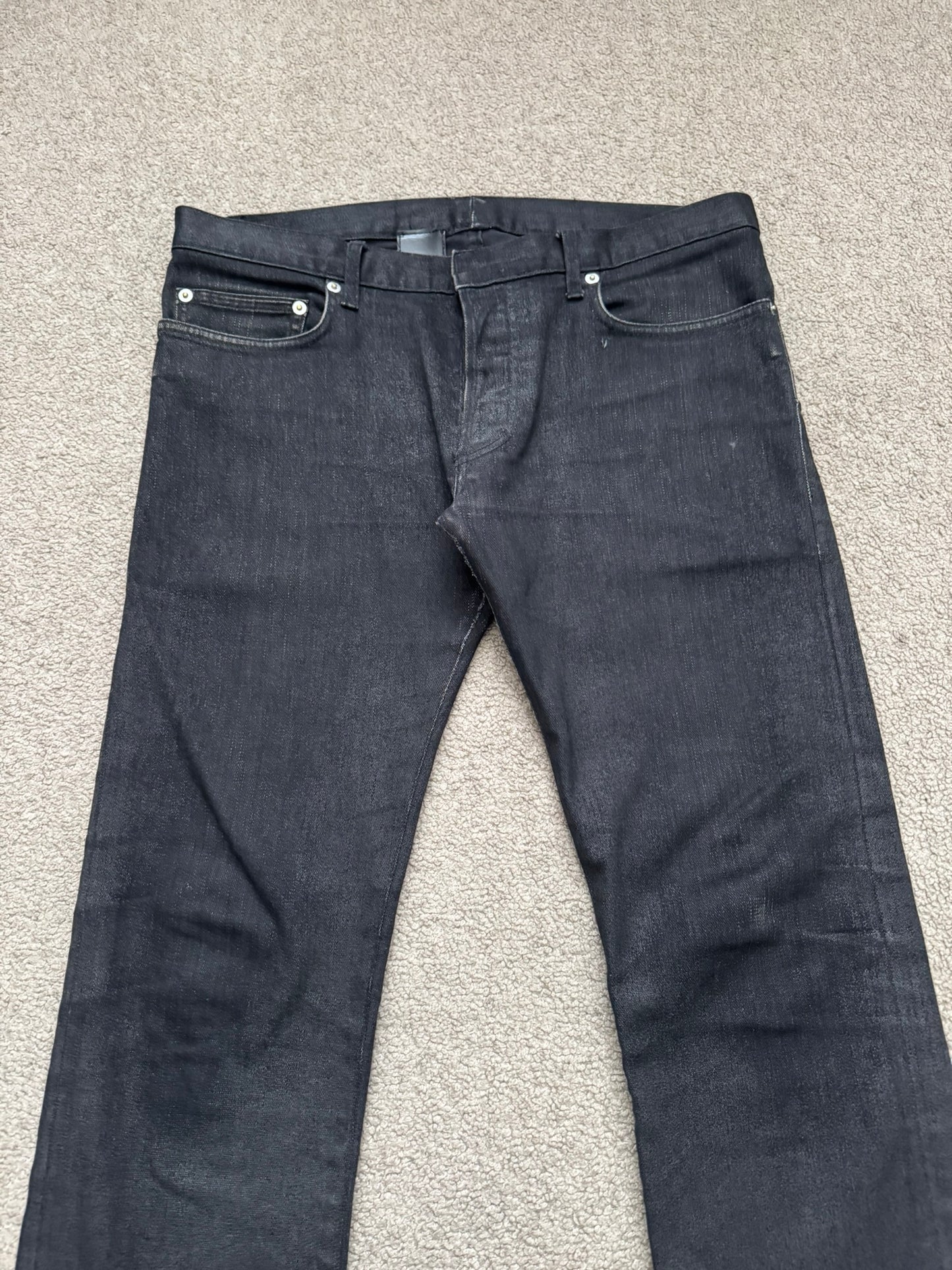 AW07 Dior Homme by Hedi Slimane MIJ Black Glitter Denim Jeans
