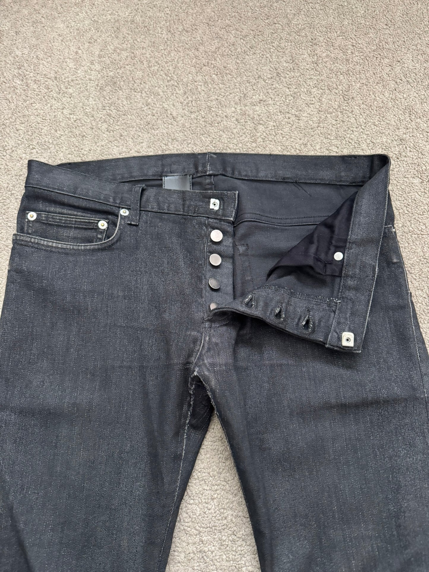 AW07 Dior Homme by Hedi Slimane MIJ Black Glitter Denim Jeans