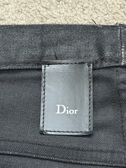 AW07 Dior Homme by Hedi Slimane MIJ Black Glitter Denim Jeans