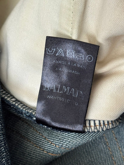 FW14 Balmain by Olivier Rousteing Indigo Zip Biker Denim Jeans