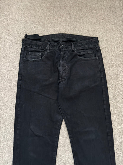 2000s Rick Owens DRKSHDW Black Waxed Detroit Denim Jeans