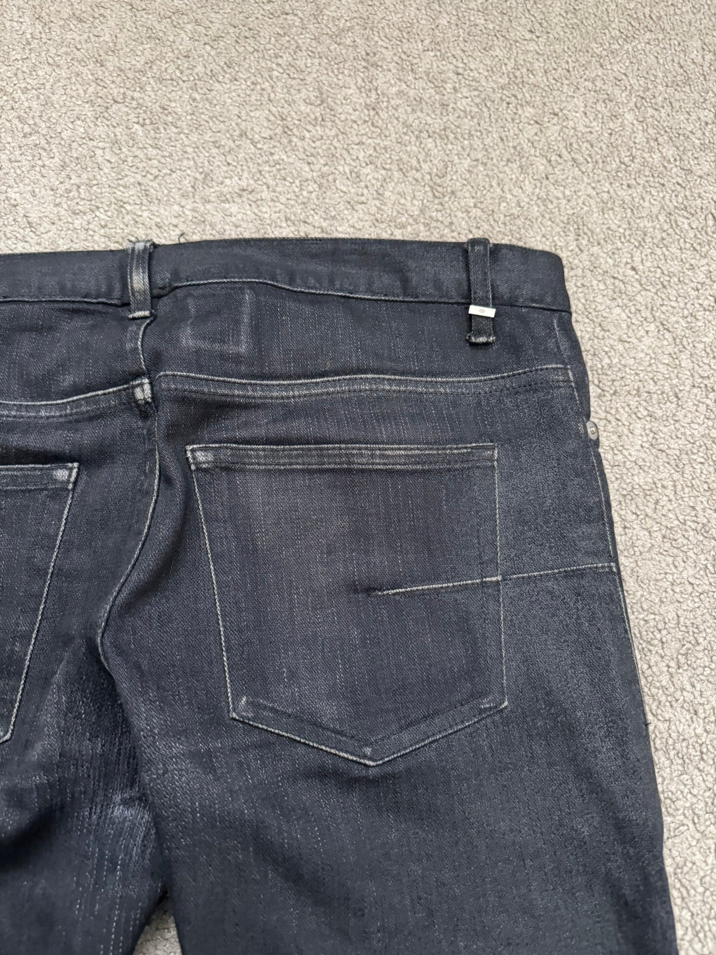 AW07 Dior Homme by Hedi Slimane MIJ Black Glitter Denim Jeans