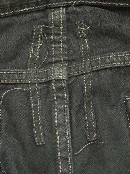 2000s Rick Owens DRKSHDW Black Waxed Detroit Denim Jeans