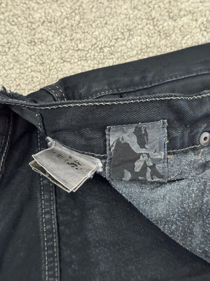 2000s Rick Owens DRKSHDW Black Waxed Detroit Denim Jeans