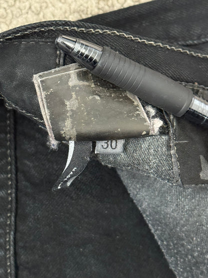 2000s Rick Owens DRKSHDW Black Waxed Detroit Denim Jeans