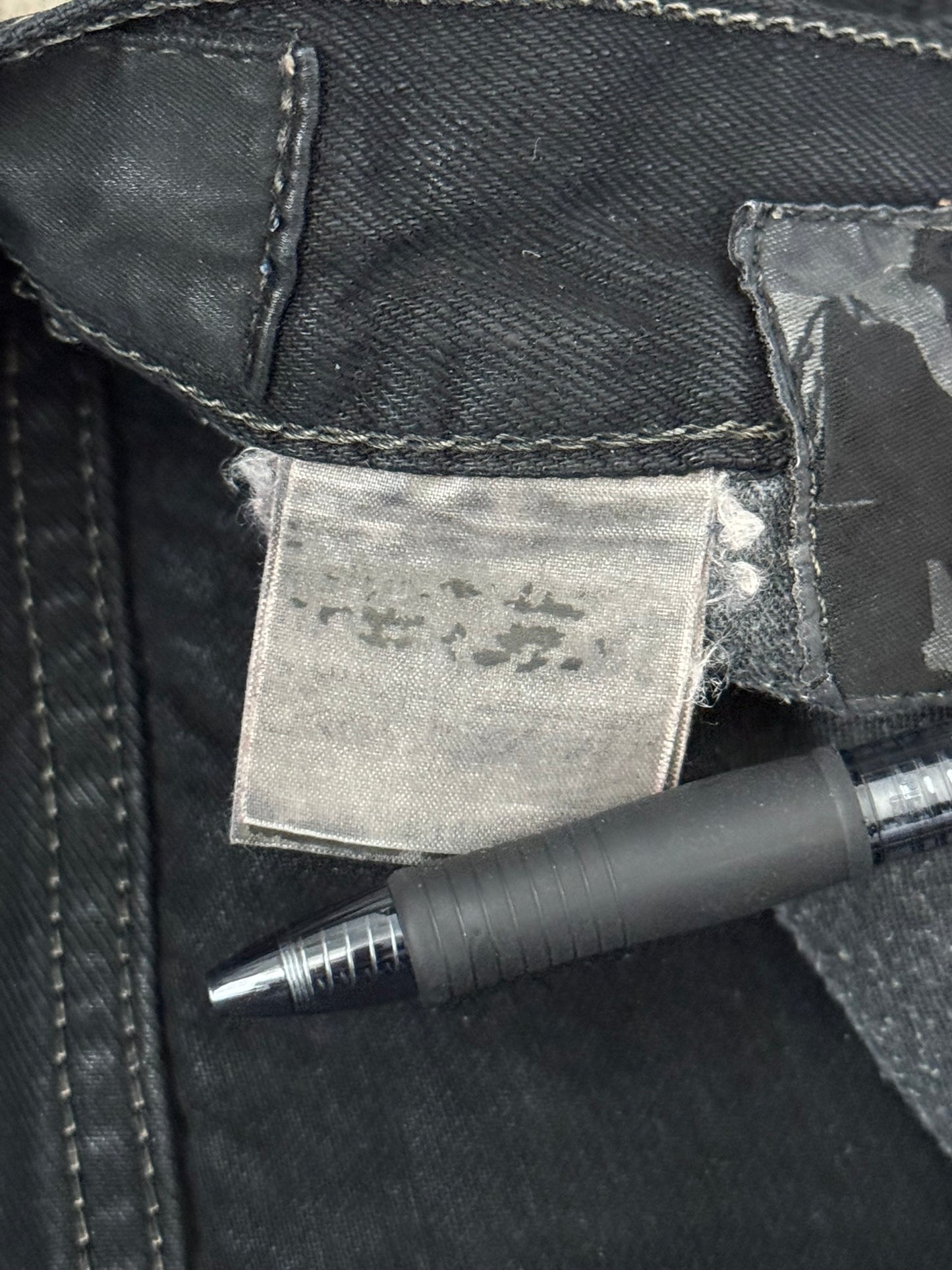 2000s Rick Owens DRKSHDW Black Waxed Detroit Denim Jeans