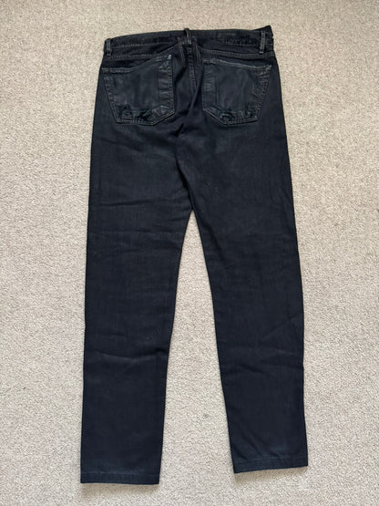 2000s Rick Owens DRKSHDW Black Waxed Detroit Denim Jeans