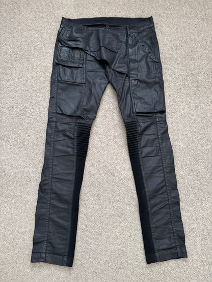 SS16 Rick Owens DRKSHDW Black Waxed Memphis Cut Biker Denim Jeans