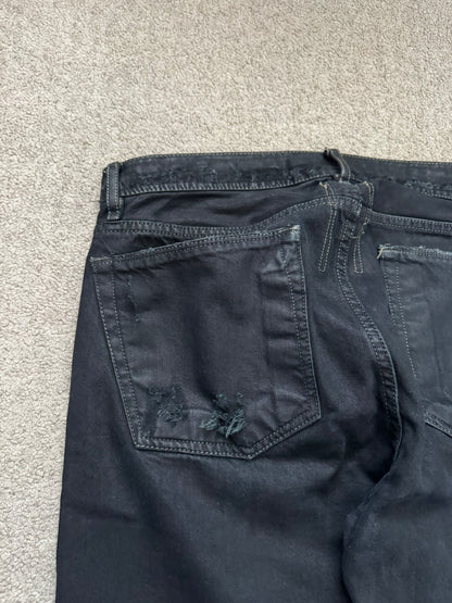2000s Rick Owens DRKSHDW Black Waxed Detroit Denim Jeans