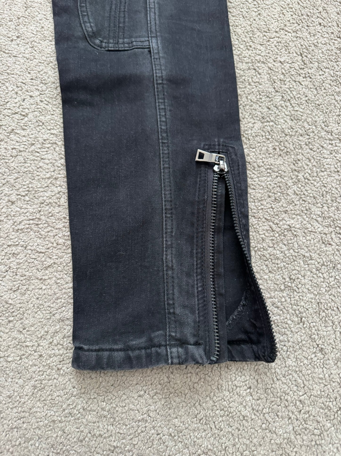 Balmain by Olivier Rousteing Black Waxed Biker Denim Jeans