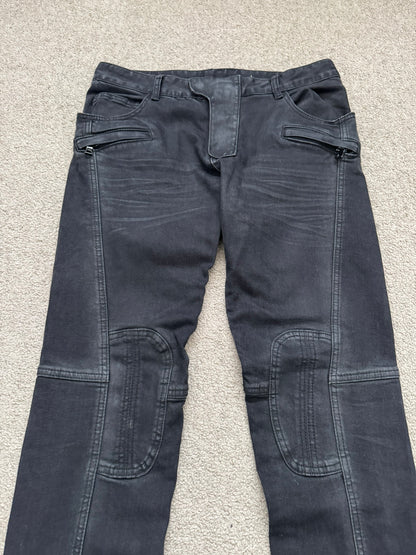 Balmain by Olivier Rousteing Black Waxed Biker Denim Jeans