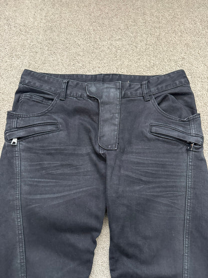 Balmain by Olivier Rousteing Black Waxed Biker Denim Jeans