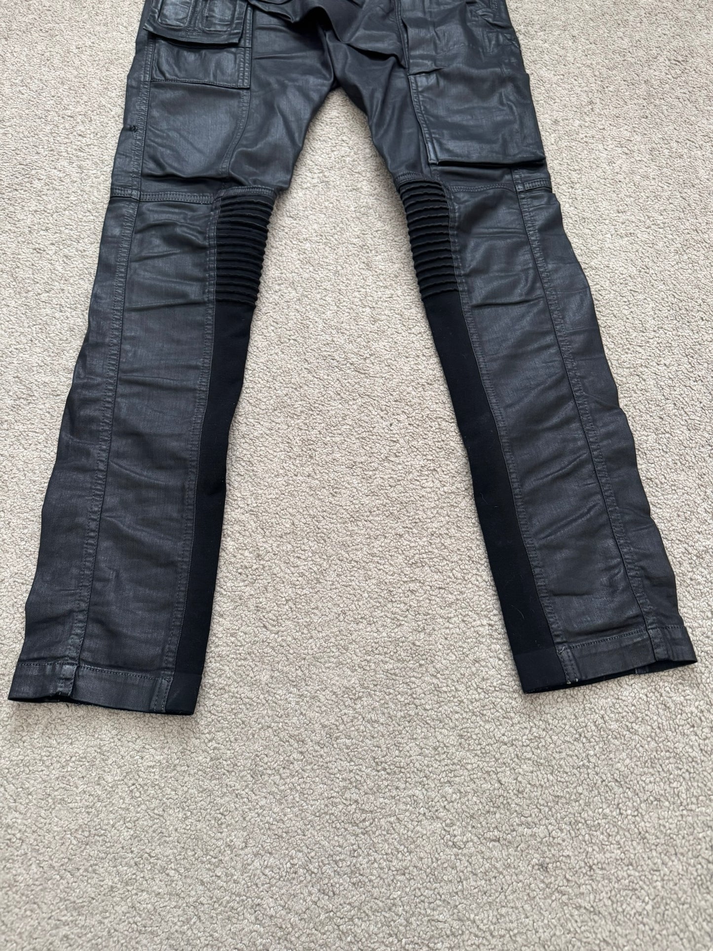 SS16 Rick Owens DRKSHDW Black Waxed Memphis Cut Biker Denim Jeans