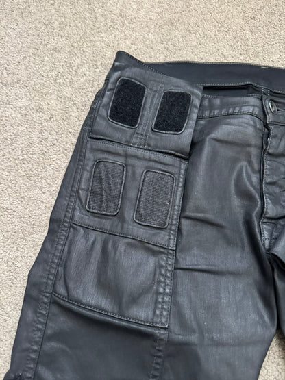 SS16 Rick Owens DRKSHDW Black Waxed Memphis Cut Biker Denim Jeans
