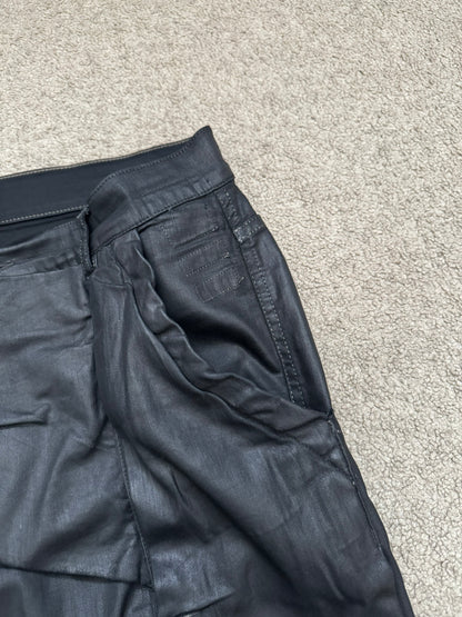 SS16 Rick Owens DRKSHDW Black Waxed Memphis Cut Biker Denim Jeans
