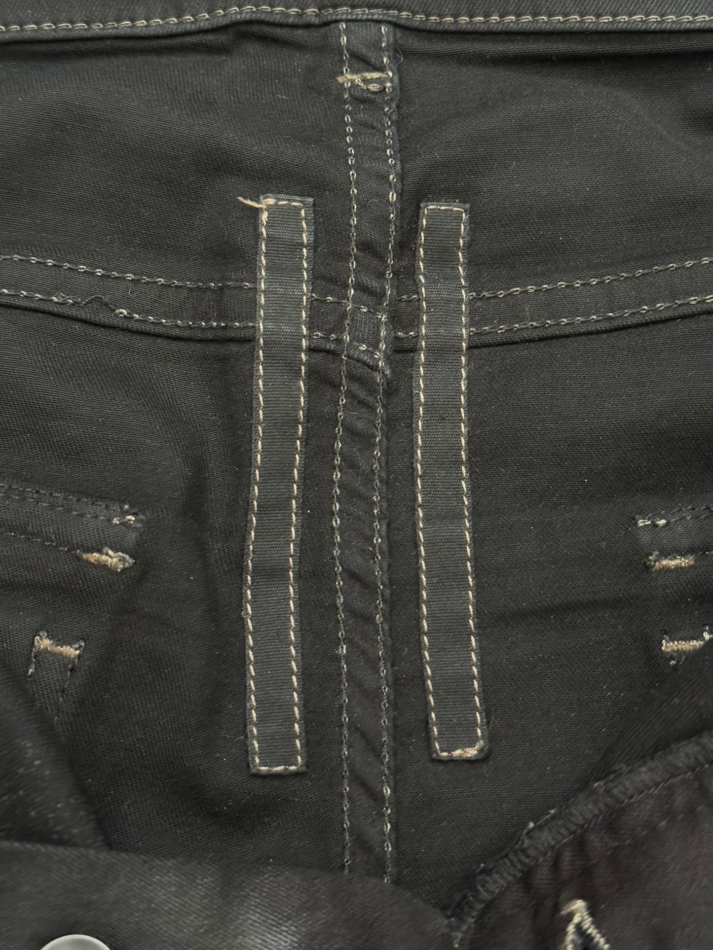 SS16 Rick Owens DRKSHDW Black Waxed Memphis Cut Biker Denim Jeans