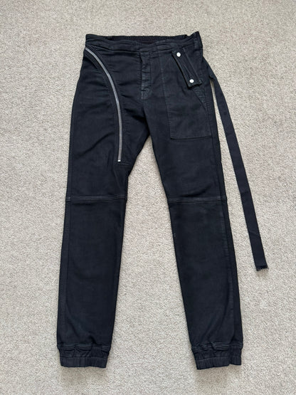 SS23 Rick Owens DRKSHDW Black Waxed Aircut Jogger Denim Pant