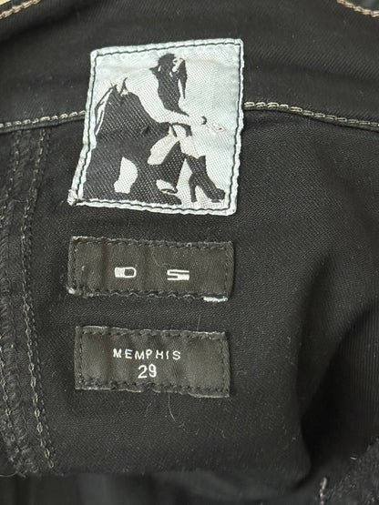 SS16 Rick Owens DRKSHDW Black Waxed Memphis Cut Biker Denim Jeans