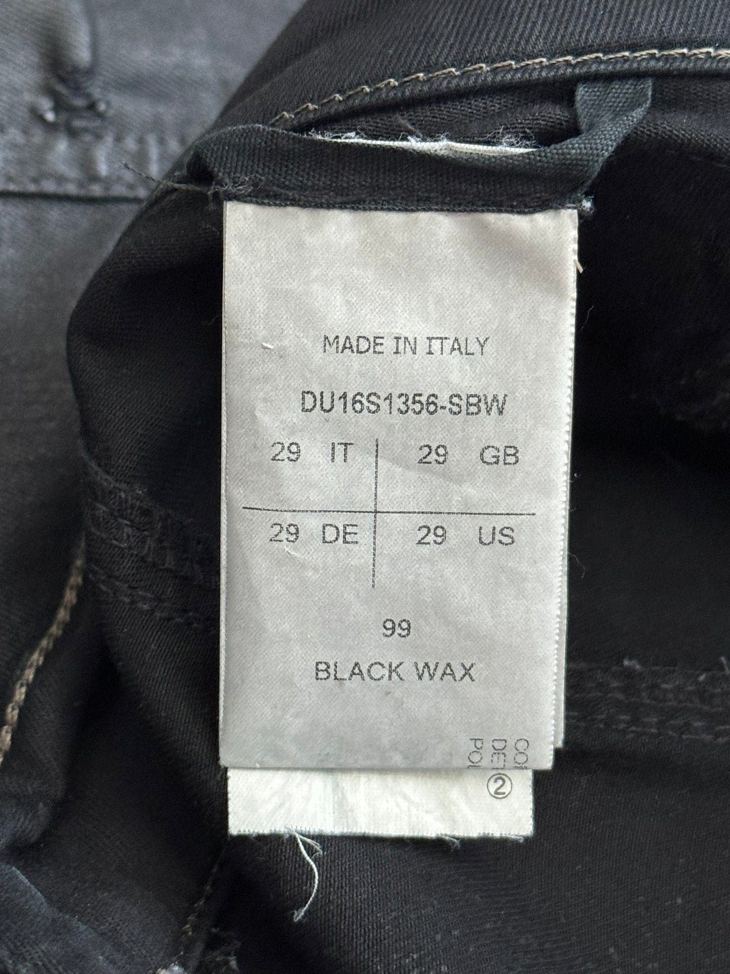 SS16 Rick Owens DRKSHDW Black Waxed Memphis Cut Biker Denim Jeans