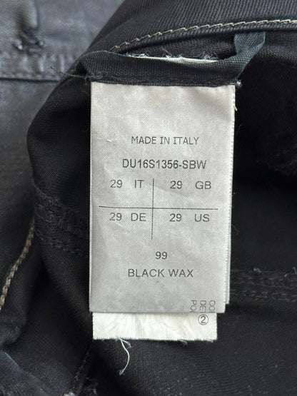SS16 Rick Owens DRKSHDW Black Waxed Memphis Cut Biker Denim Jeans