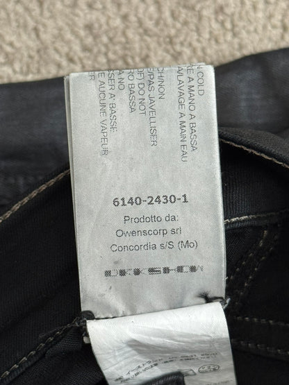 SS16 Rick Owens DRKSHDW Black Waxed Memphis Cut Biker Denim Jeans