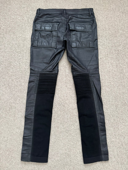 SS16 Rick Owens DRKSHDW Black Waxed Memphis Cut Biker Denim Jeans