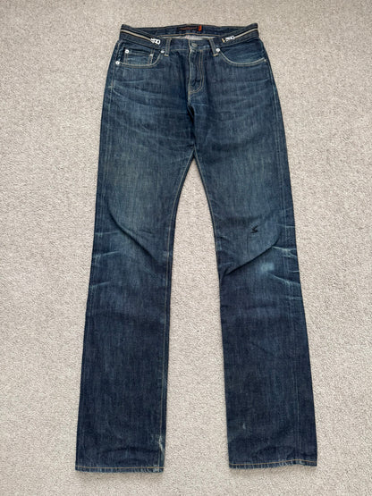 SS07 Undercover Zipper Waist Distressed Indigo Denim Jeans