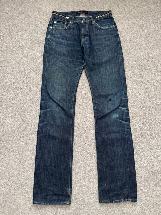 SS07 Undercover Zipper Waist Distressed Indigo Denim Jeans