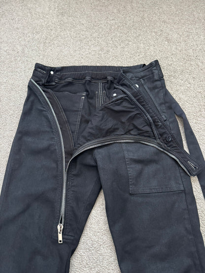 SS23 Rick Owens DRKSHDW Black Waxed Aircut Jogger Denim Pant