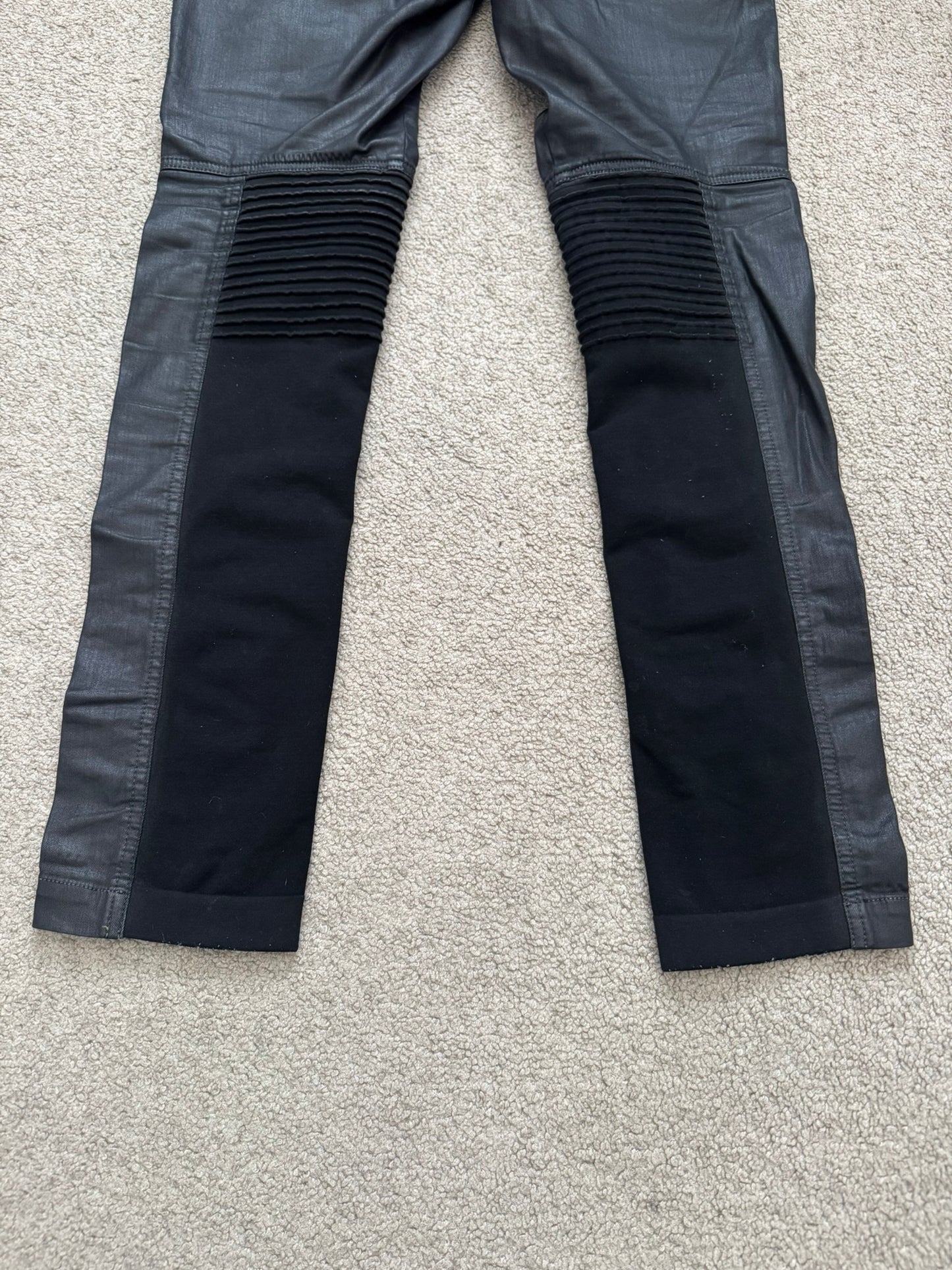 SS16 Rick Owens DRKSHDW Black Waxed Memphis Cut Biker Denim Jeans