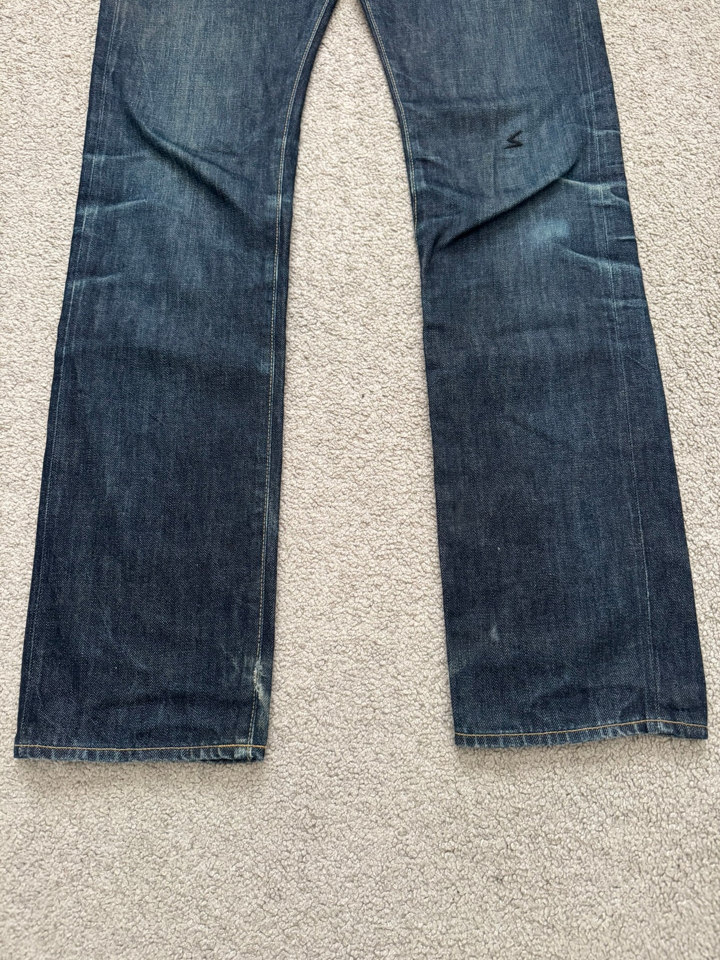 SS07 Undercover Zipper Waist Distressed Indigo Denim Jeans