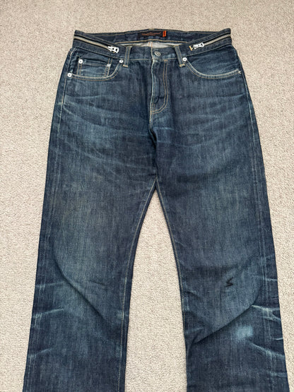 SS07 Undercover Zipper Waist Distressed Indigo Denim Jeans