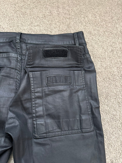 SS16 Rick Owens DRKSHDW Black Waxed Memphis Cut Biker Denim Jeans