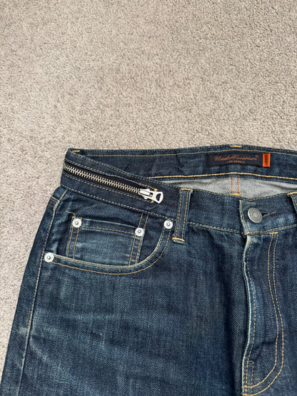 SS07 Undercover Zipper Waist Distressed Indigo Denim Jeans