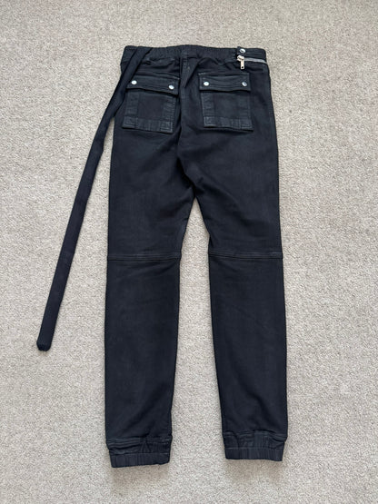 SS23 Rick Owens DRKSHDW Black Waxed Aircut Jogger Denim Pant