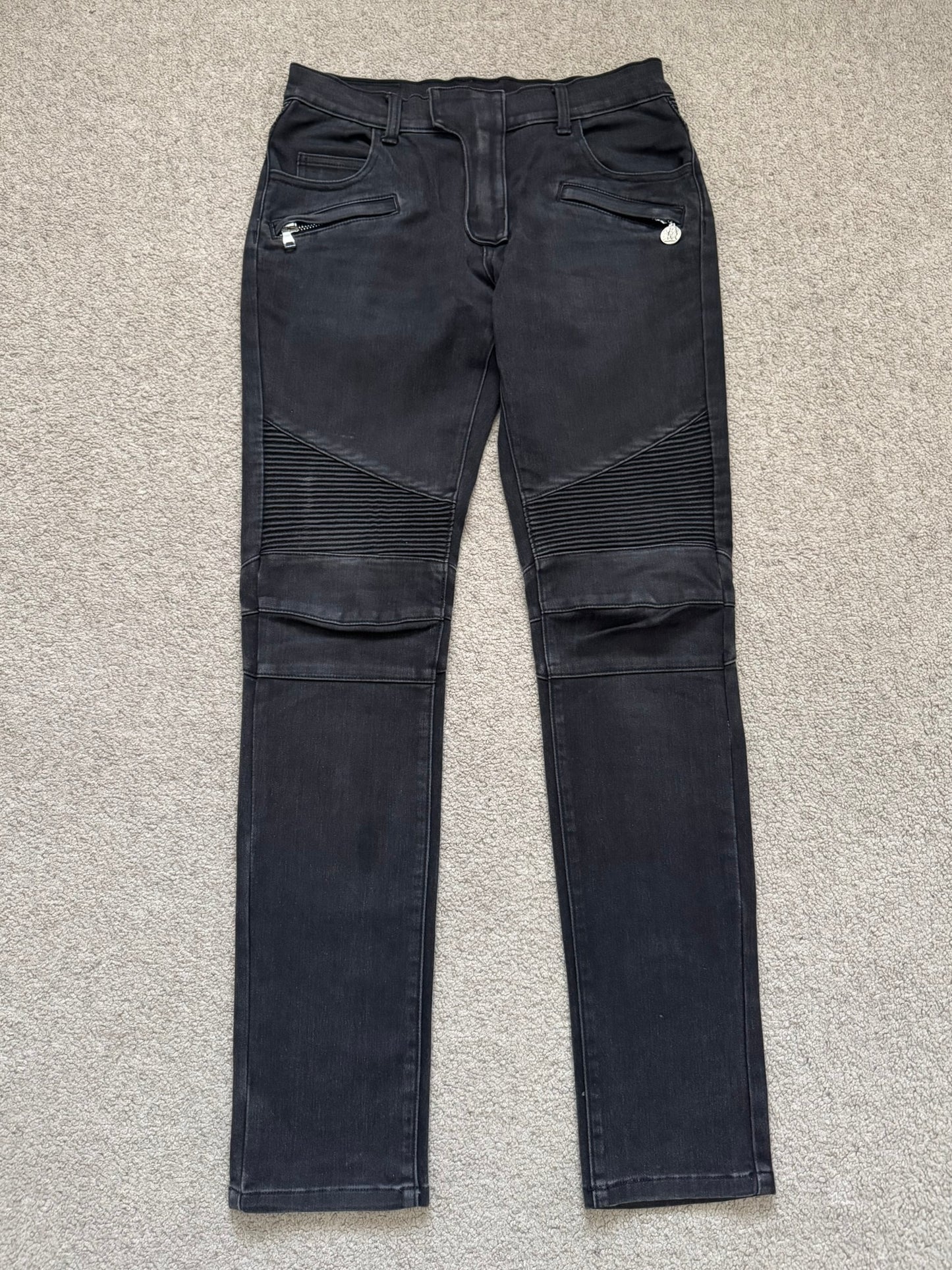 SS11 Balmain by Christophe Decarnin Eagle Coin Biker Denim Jeans