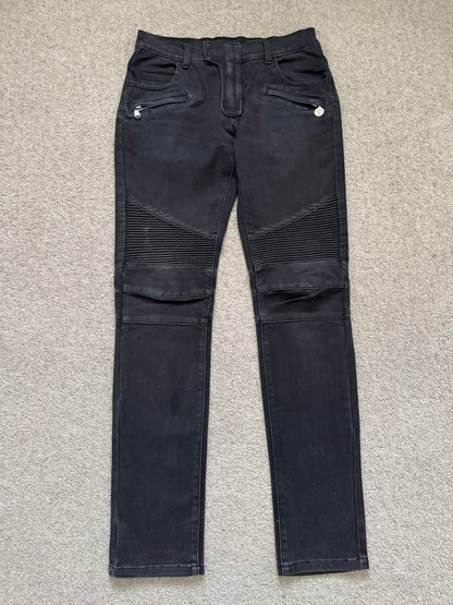 SS11 Balmain by Christophe Decarnin Eagle Coin Biker Denim Jeans