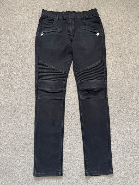 SS11 Balmain by Christophe Decarnin Eagle Coin Biker Denim Jeans